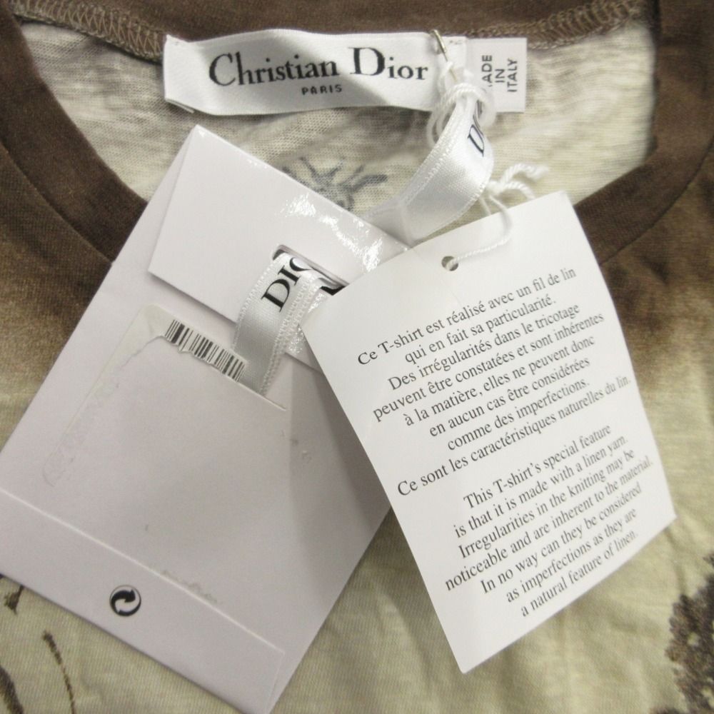Dior Cotton Linen Botanical T-Shirt Sheer Paisley XS Beige — view 6
