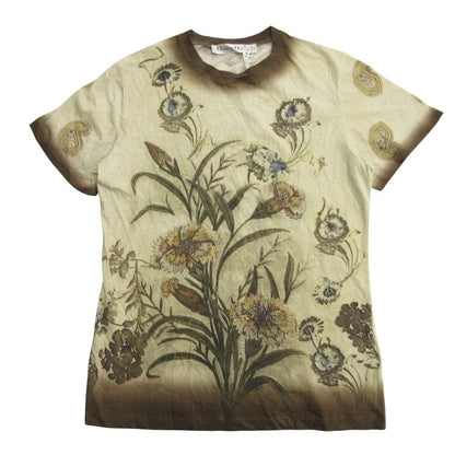Dior Cotton Linen Botanical T-Shirt Sheer Paisley XS Beige