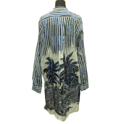 Dior Sheer Shirt Dress Pullover Tropical Stand Collar 38 Navy — view 4