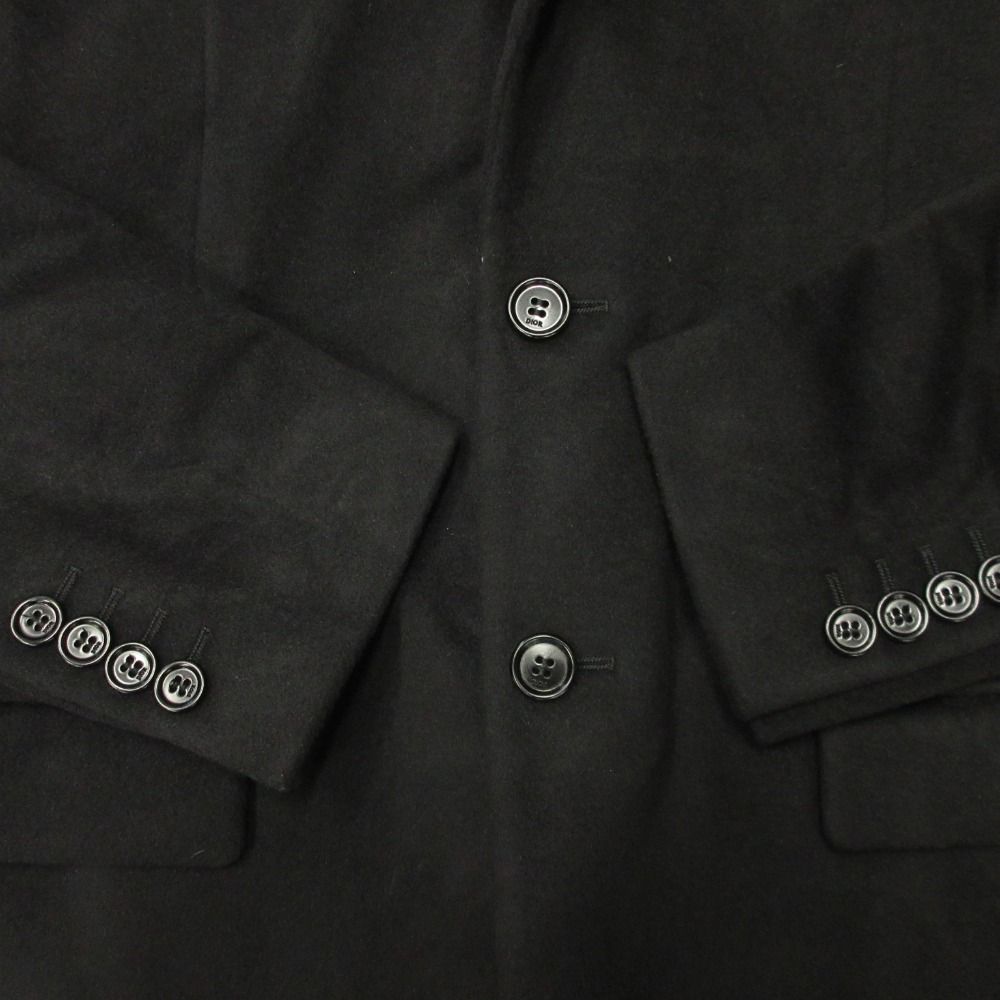 Dior Cashmere Melton Tailored Jacket Black Leather 46 — view 3