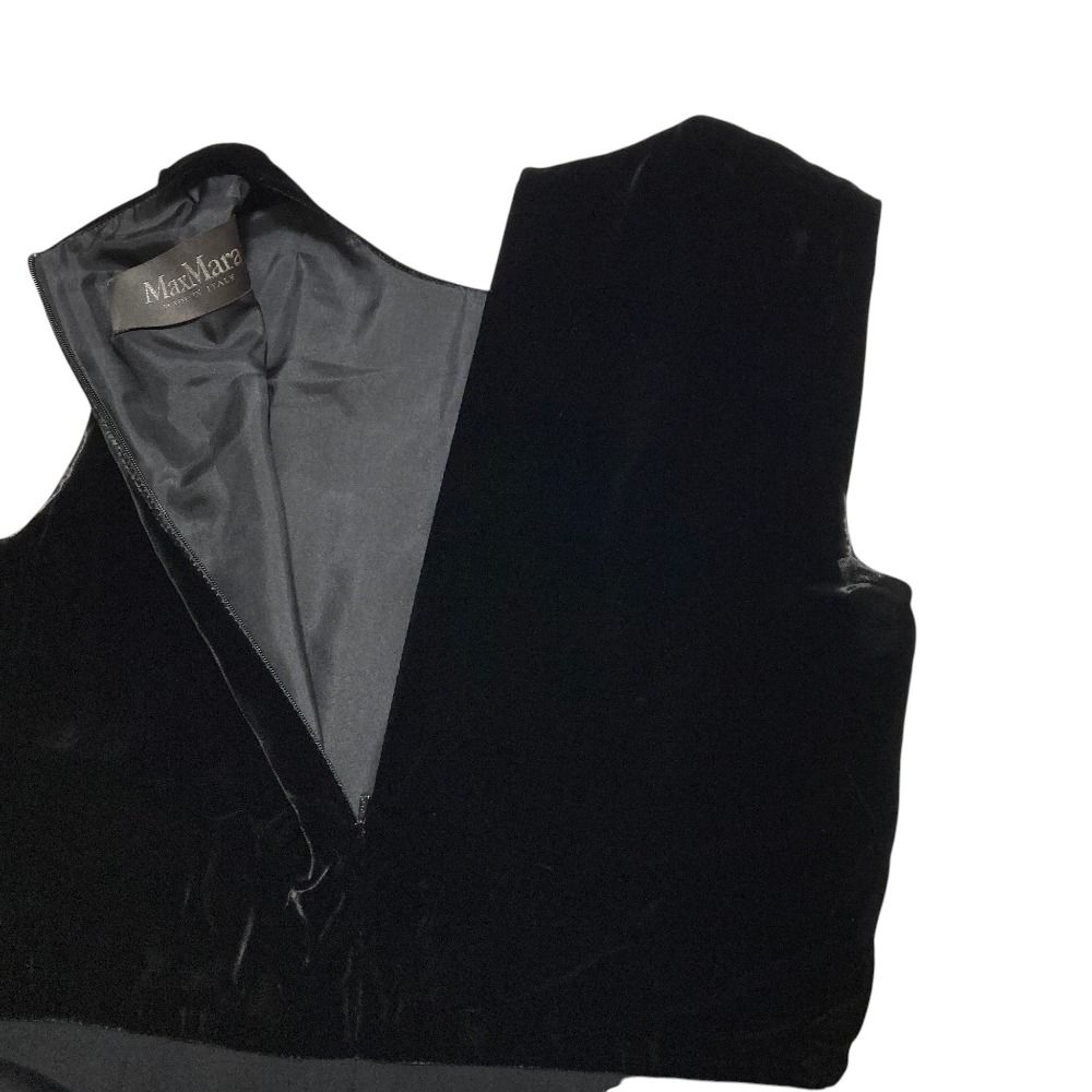 Max Mara Pianoforte Velour Contrast Dress 38 Black — view 3