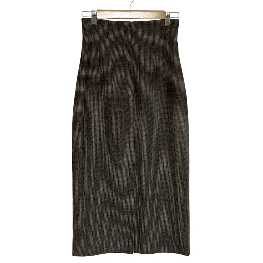 Fendi Wool Check Pencil Skirt 38 Brown
