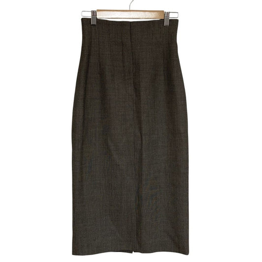 Fendi Wool Check Pencil Skirt 38 Brown