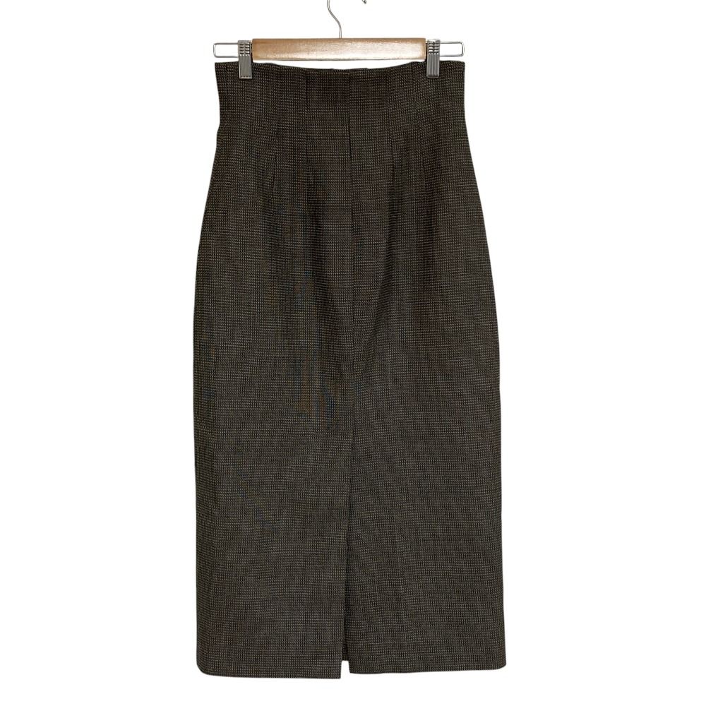 Fendi Wool Check Pencil Skirt 38 Brown — view 2