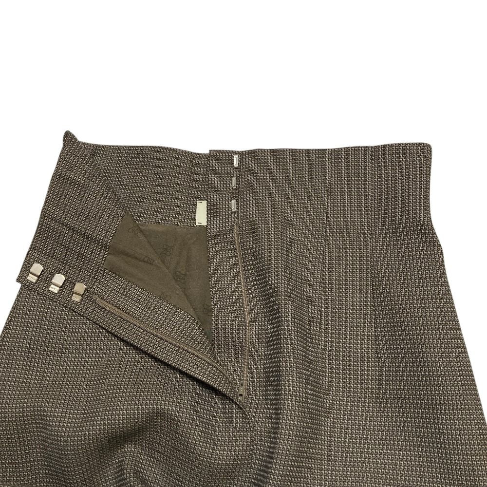 Fendi Wool Check Pencil Skirt 38 Brown — view 3
