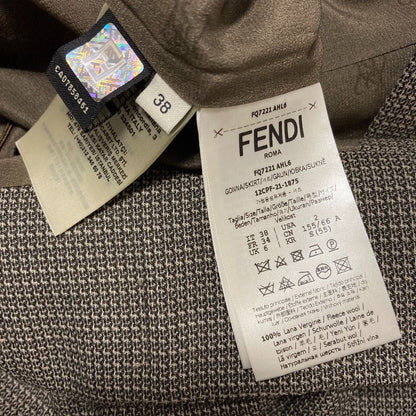 Fendi Wool Check Pencil Skirt 38 Brown — view 6