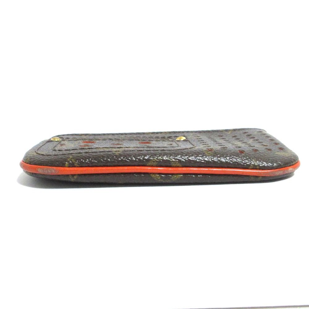 Louis Vuitton Pochette Cles Monogram Perfo Coin Key Case Brown Orange Key Holder — view 4