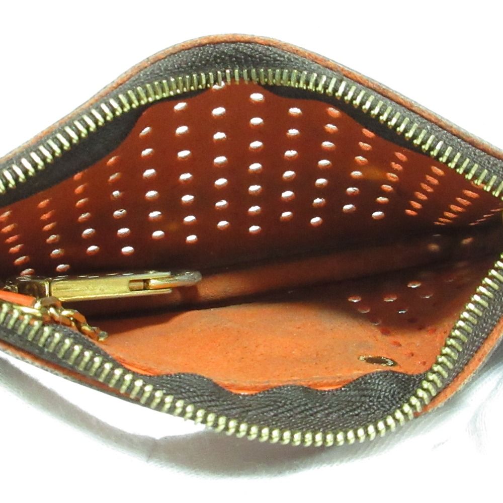 Louis Vuitton Pochette Cles Monogram Perfo Coin Key Case Brown Orange Key Holder — view 6