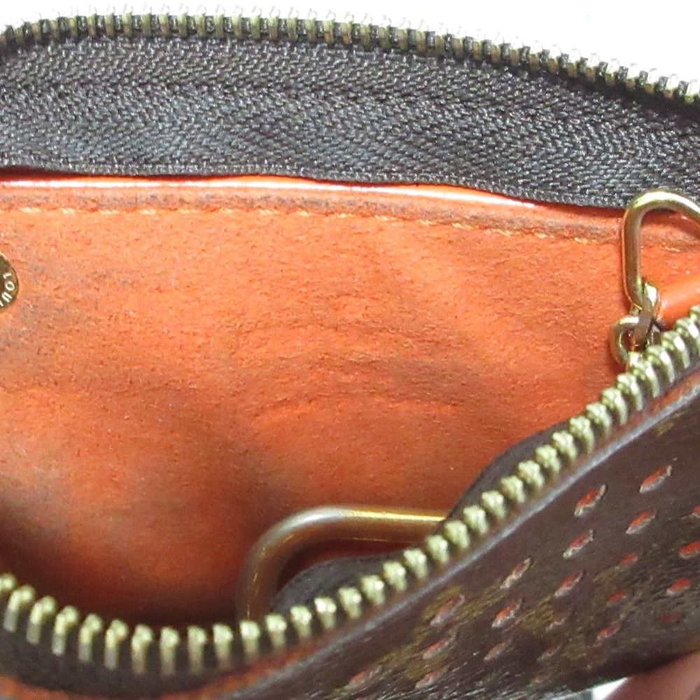 Louis Vuitton Pochette Cles Monogram Perfo Coin Key Case Brown Orange Key Holder — view 7