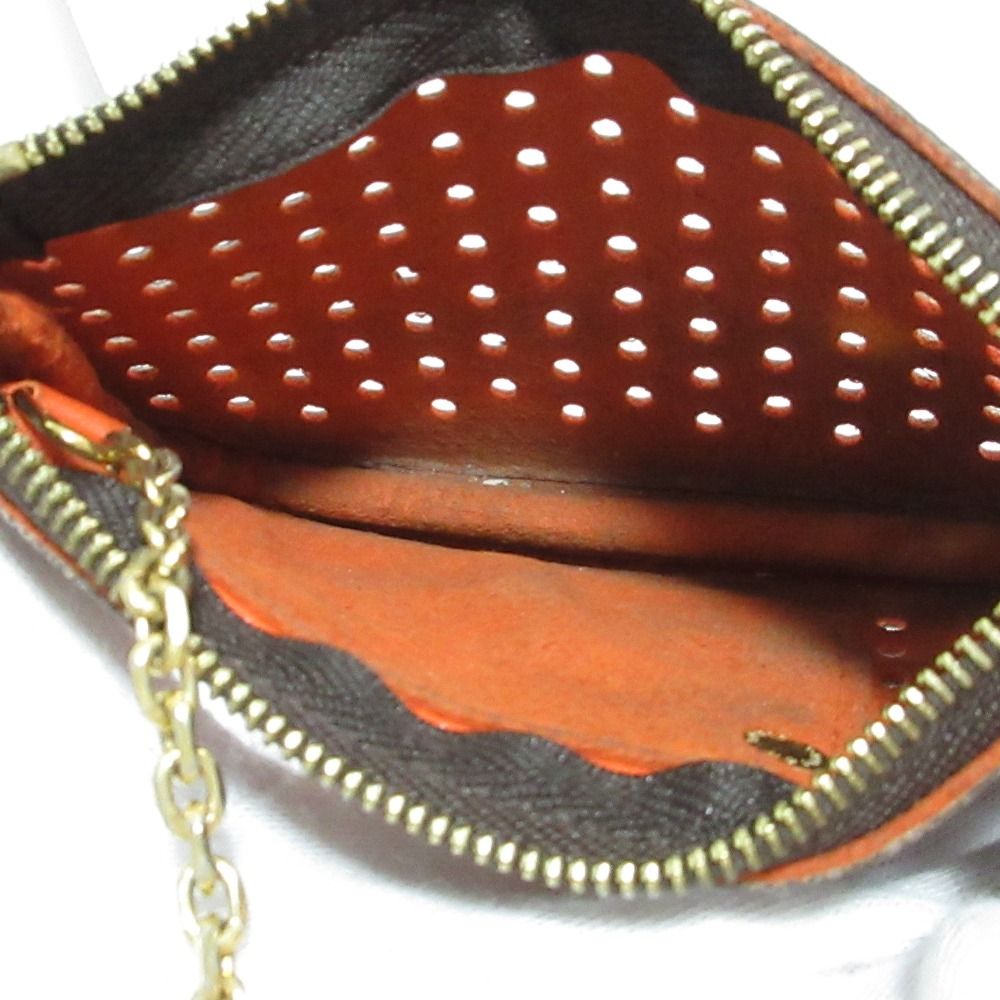 Louis Vuitton Pochette Cles Monogram Perfo Coin Key Case Brown Orange Key Holder — view 8