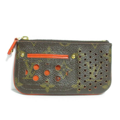 Louis Vuitton Pochette Cles Monogram Perfo Coin Key Case Brown Orange Key Holder
