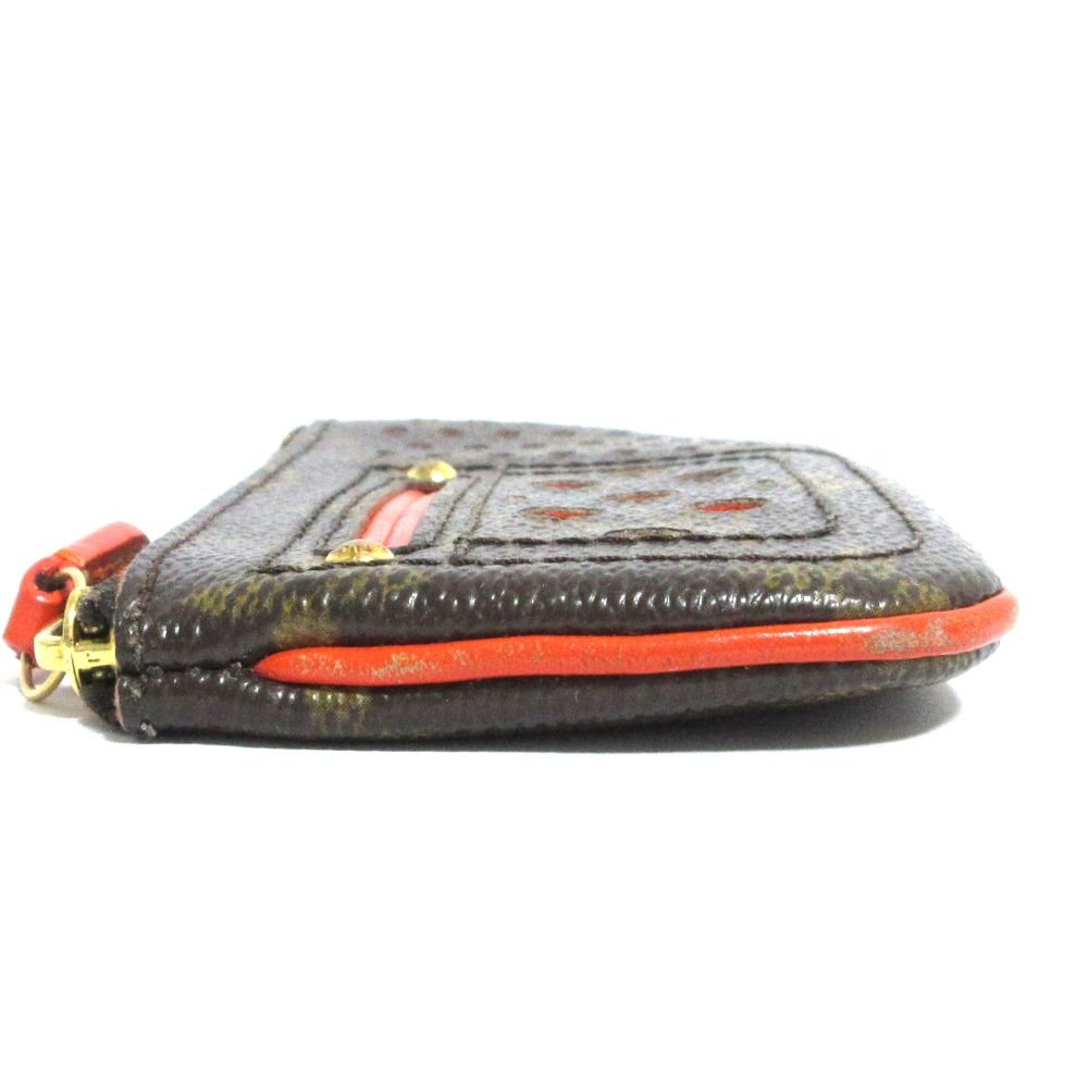 Louis Vuitton Pochette Cles Monogram Perfo Coin Key Case Brown Orange Key Holder — view 3