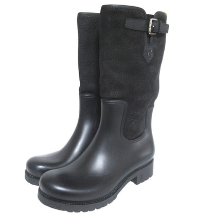 Louis Vuitton Damier Graphite Ha Flava Leather Engineer Boots Rain 7 Black