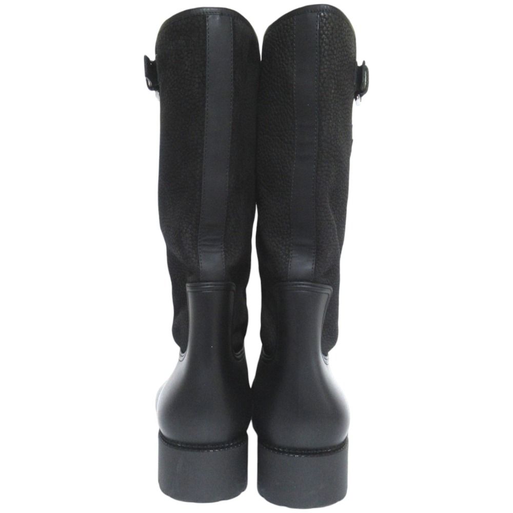 Louis Vuitton Damier Graphite Ha Flava Leather Engineer Boots Rain 7 Black — view 6