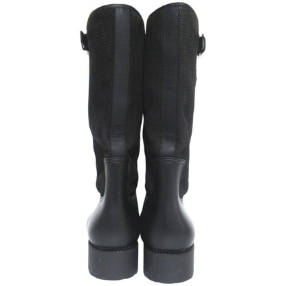 Louis Vuitton Damier Graphite Ha Flava Leather Engineer Boots Rain 7 Black — view 6