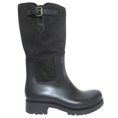 Louis Vuitton Damier Graphite Ha Flava Leather Engineer Boots Rain 7 Black — view 4