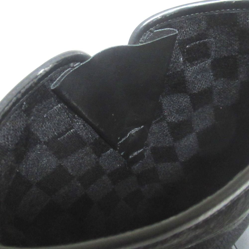 Louis Vuitton Damier Graphite Ha Flava Leather Engineer Boots Rain 7 Black — view 8
