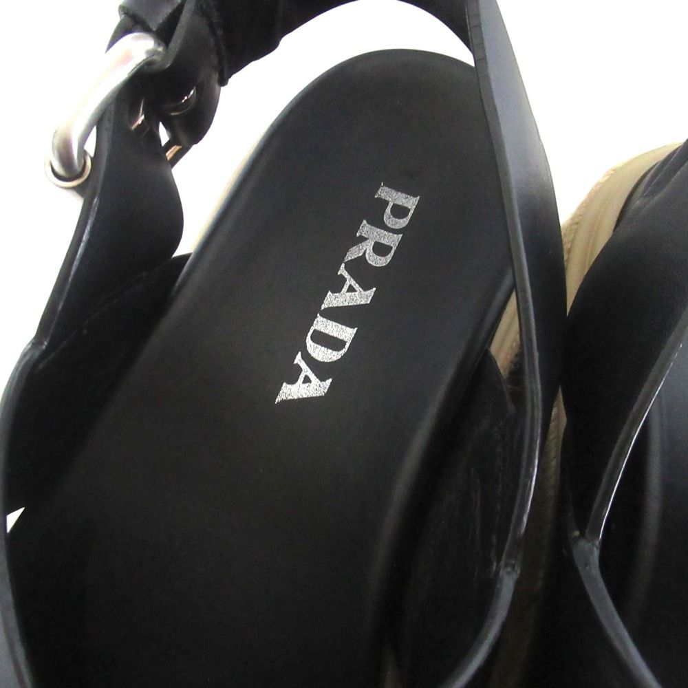 Prada Espadrilles Cross Strap Sling Back Platform Sandals 37 Black — view 6