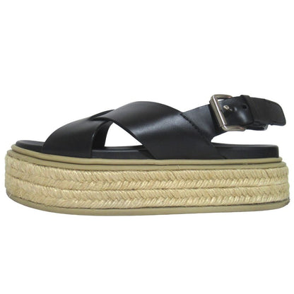 Prada Espadrilles Cross Strap Sling Back Platform Sandals 37 Black — view 2