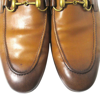 Gucci Jordan Horsebit Leather Loafers 7.5 Camel Brown Gold — view 4