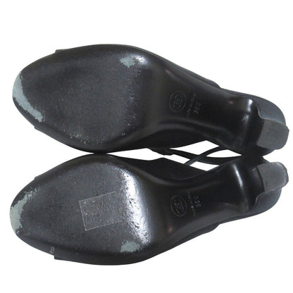 Chanel CC Logo Ankle Strap High Sandals 35c Black — view 9