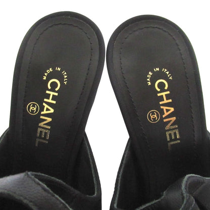 Chanel CC Logo Ankle Strap High Sandals 35c Black — view 6