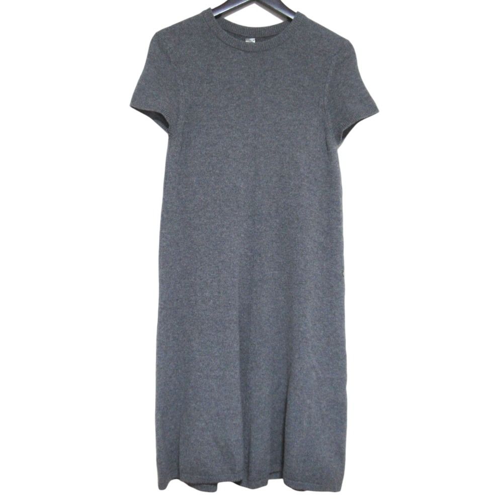 Hermes Cashmere Knee Length French Sleeve Knit Dress 38 Gray