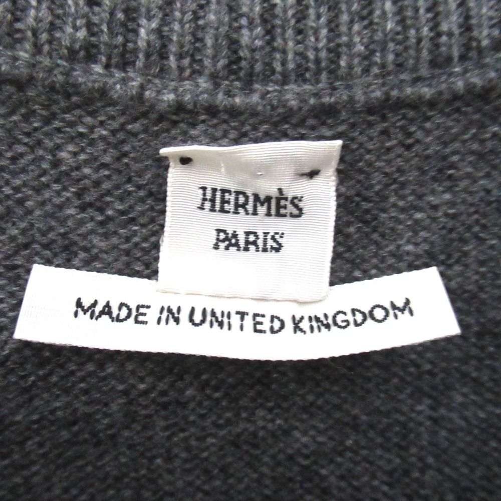Hermes Cashmere Knee Length French Sleeve Knit Dress 38 Gray — view 5