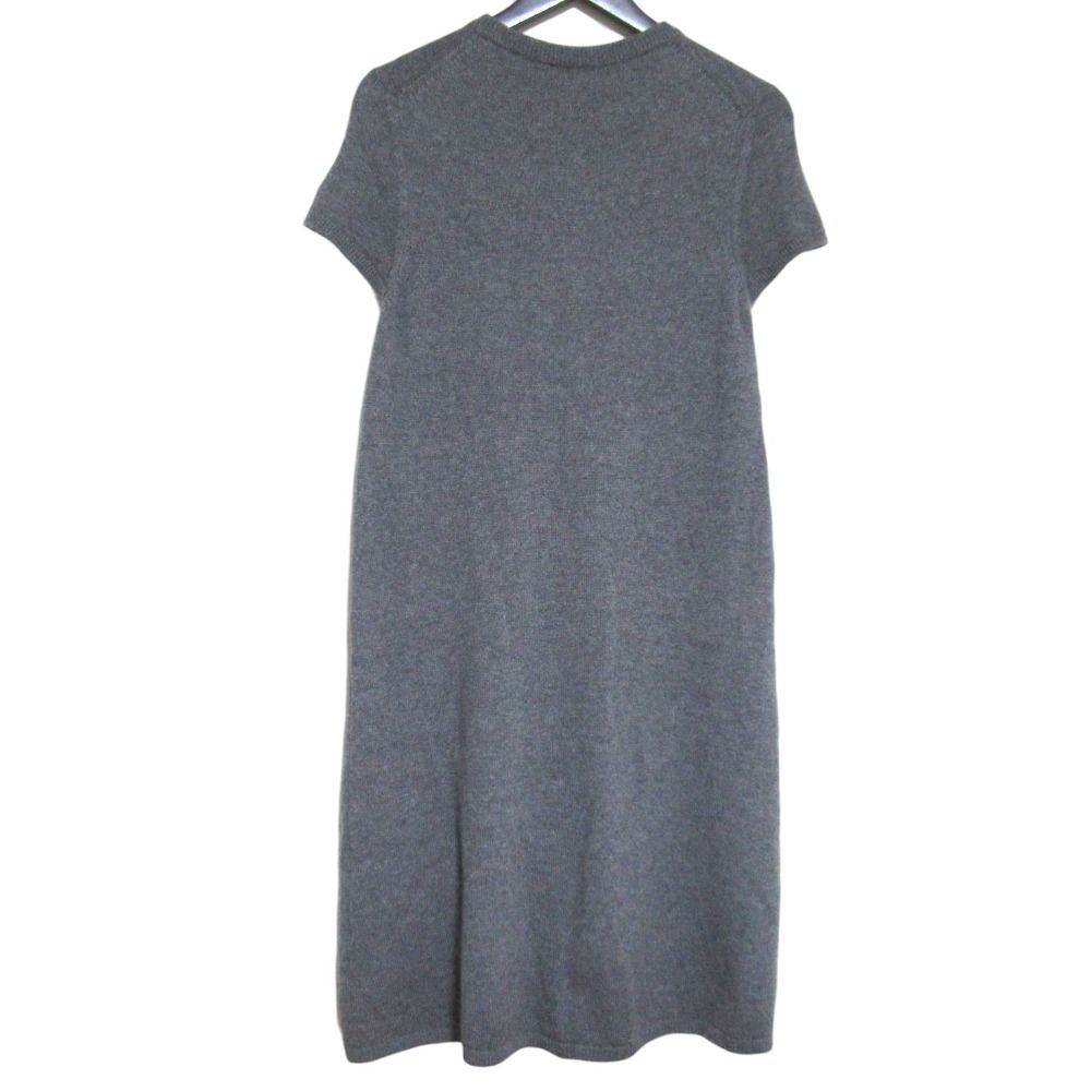 Hermes Cashmere Knee Length French Sleeve Knit Dress 38 Gray — view 3