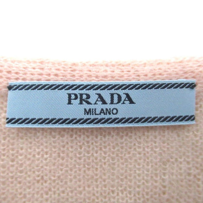 Prada Short Length Coated Long Sleeve Mohair Knit Cardigan 42 Pink Beige Gold — view 6