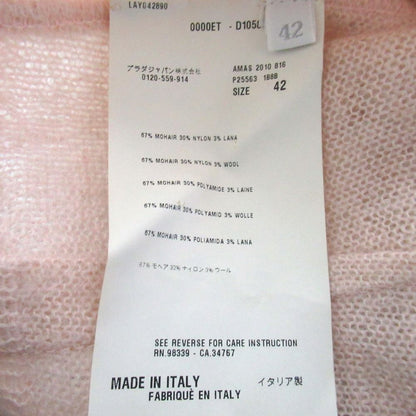 Prada Short Length Coated Long Sleeve Mohair Knit Cardigan 42 Pink Beige Gold — view 4