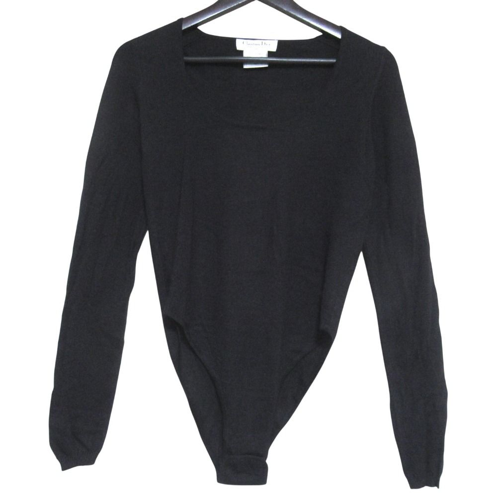 Dior Galiano Era Cashmere Silk Knit Bodysuit Top S Black Sweater