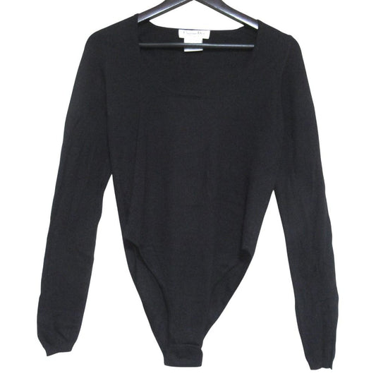 Dior Galiano Era Cashmere Silk Knit Bodysuit Top S Black Sweater