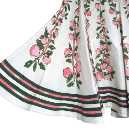 Louis Vuitton Peach Tree Print Linen Silk Flare Skirt 34 White — view 4