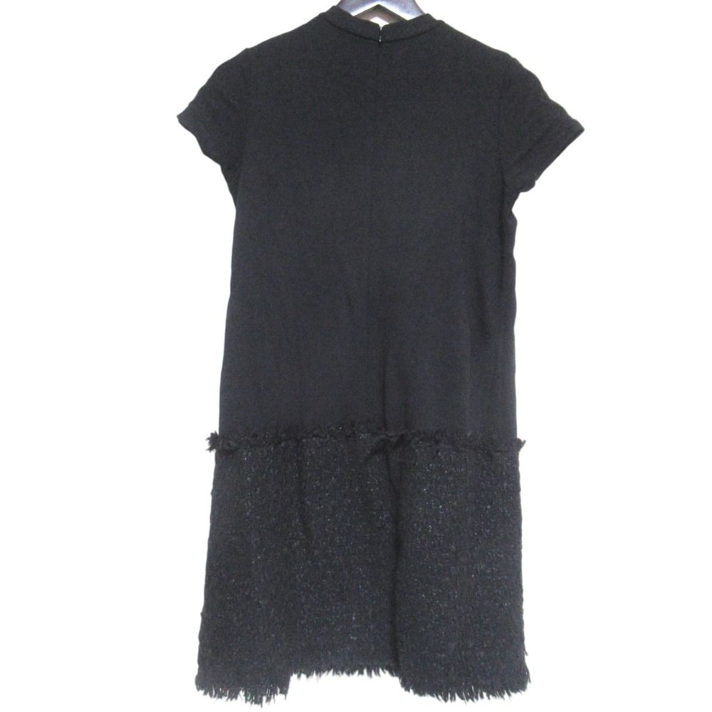Moncler Abito Logo Patch Knee Length Tweed Cut Replacement Short Sleeve Dress — view 2
