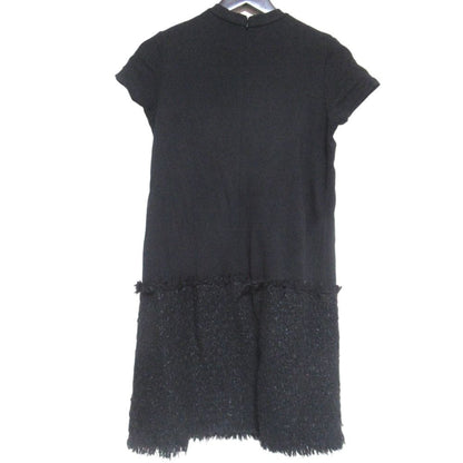 Moncler Abito Logo Patch Knee Length Tweed Cut Replacement Short Sleeve Dress — view 2