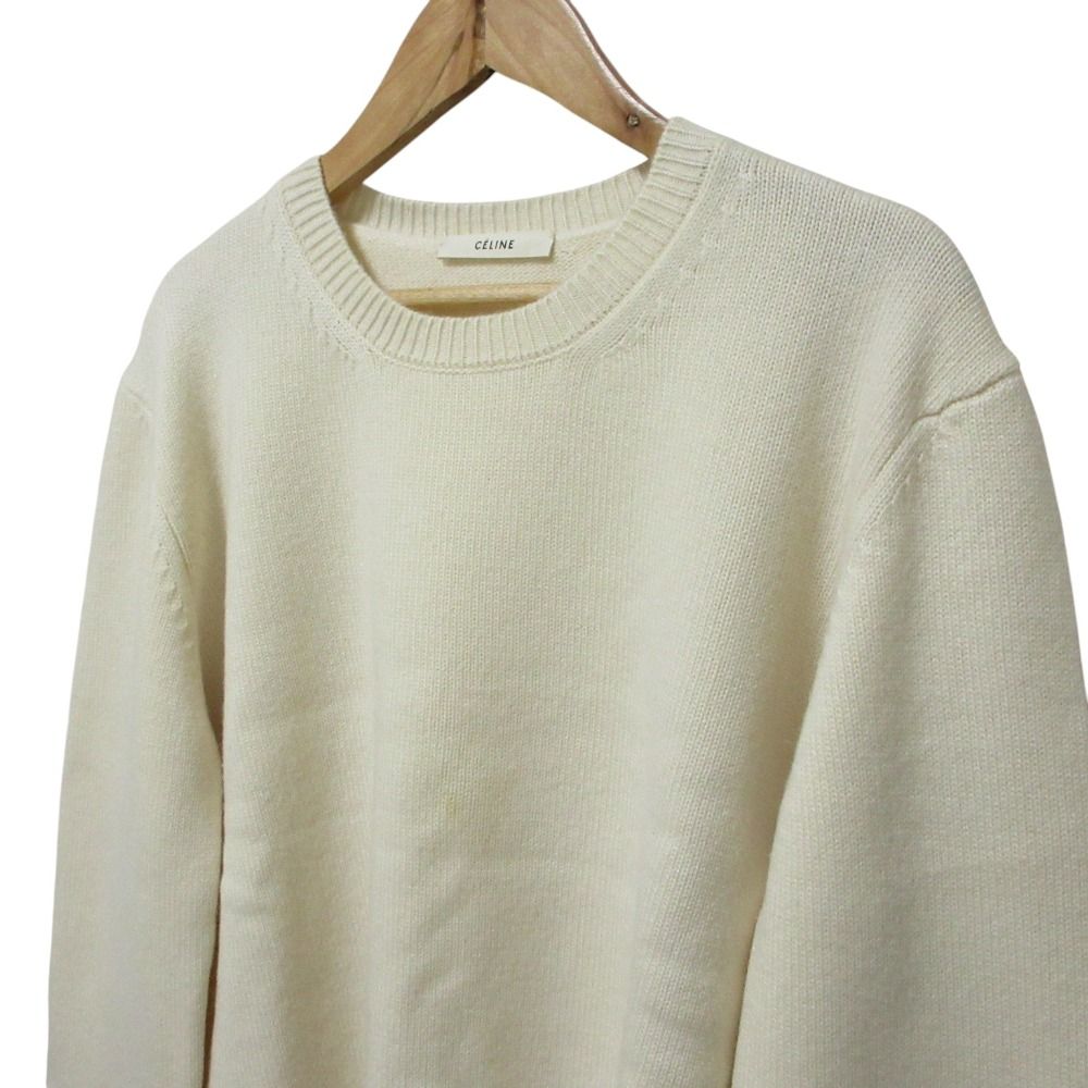 Celine Phoebe Philo Era Back Chien Cashmere Knit Sweater M Ivory — view 4