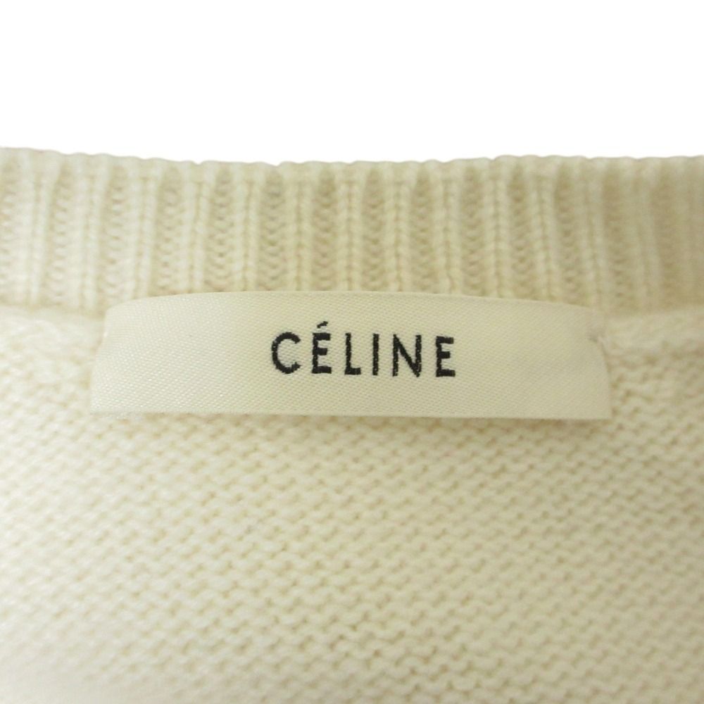 Celine Phoebe Philo Era Back Chien Cashmere Knit Sweater M Ivory — view 3
