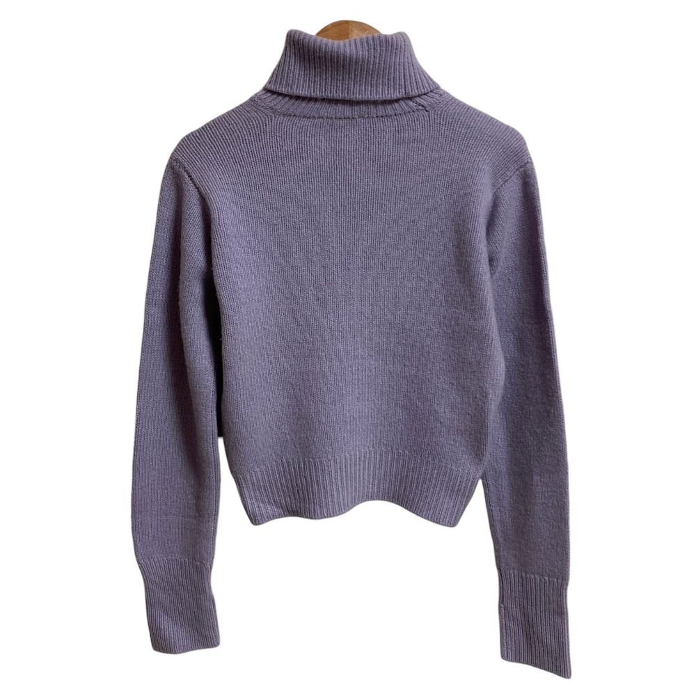 Chanel Vintage CC Logo Cashmere Turtleneck Knit Sweater 40 Purple — view 2