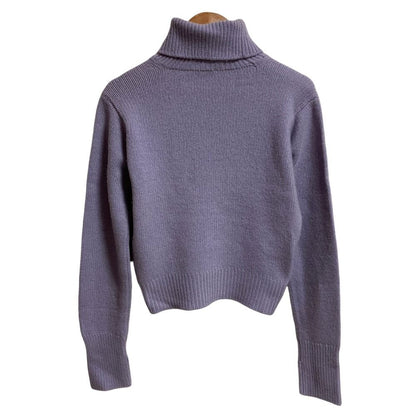 Chanel Vintage CC Logo Cashmere Turtleneck Knit Sweater 40 Purple — view 2