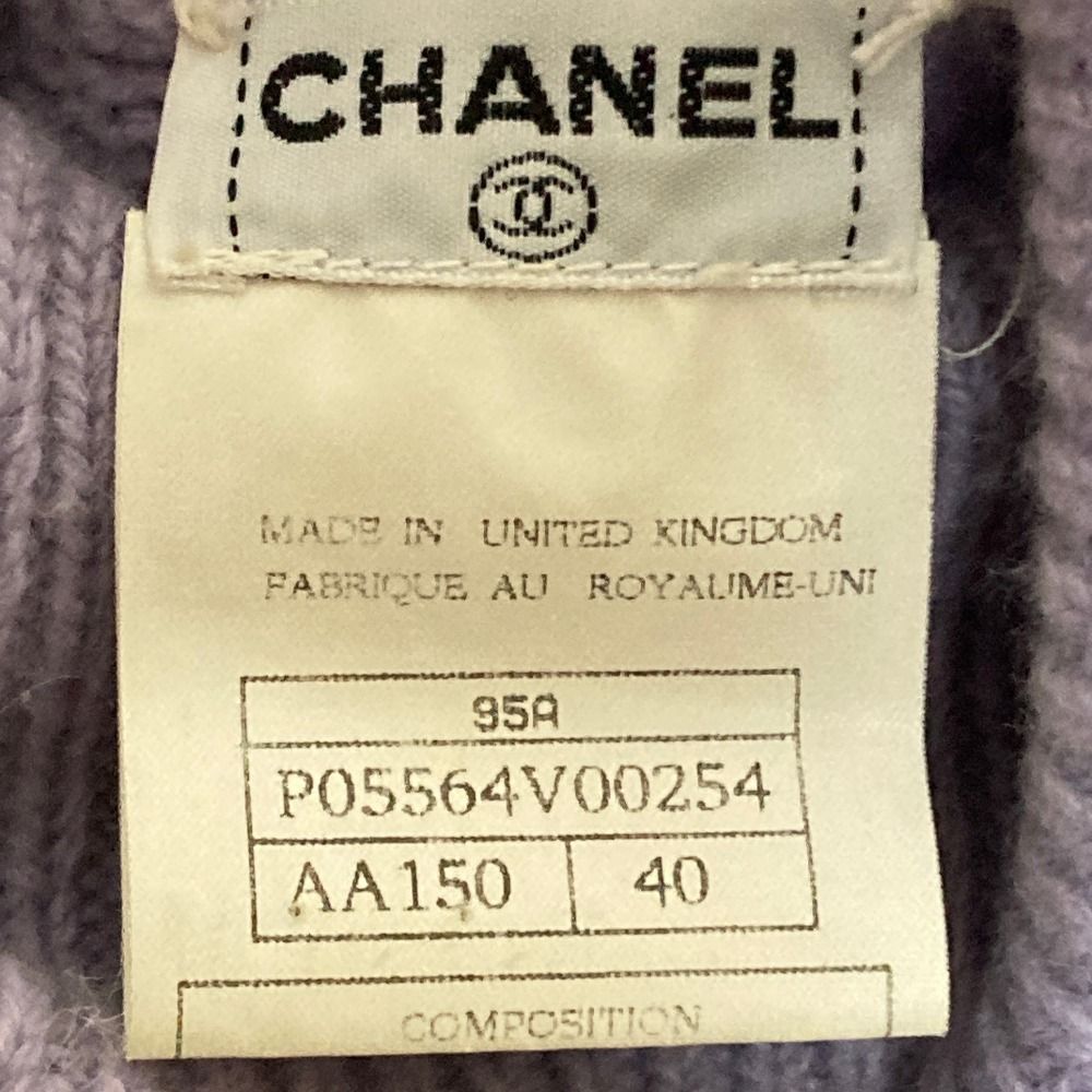Chanel Vintage CC Logo Cashmere Turtleneck Knit Sweater 40 Purple — view 8