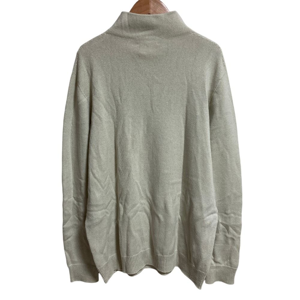 Hermes Cashmere Cotton Half Zip Knit Sweater L Light Beige — view 2