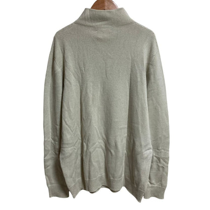 Hermes Cashmere Cotton Half Zip Knit Sweater L Light Beige — view 2