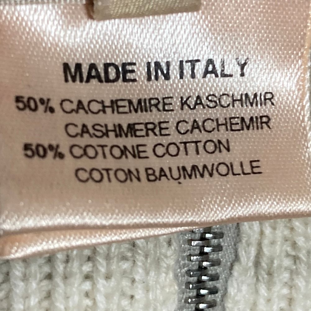 Hermes Cashmere Cotton Half Zip Knit Sweater L Light Beige — view 8