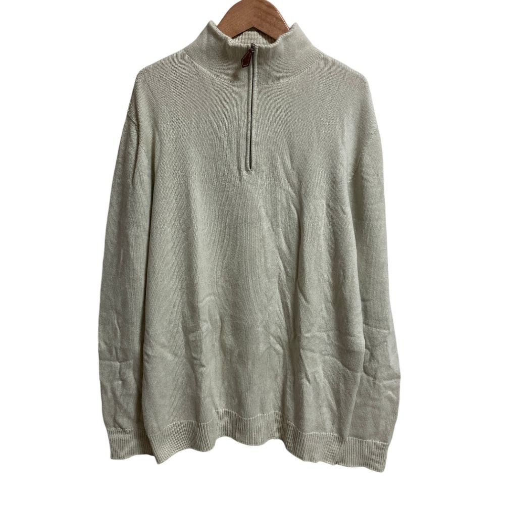 Hermes Cashmere Cotton Half Zip Knit Sweater L Light Beige