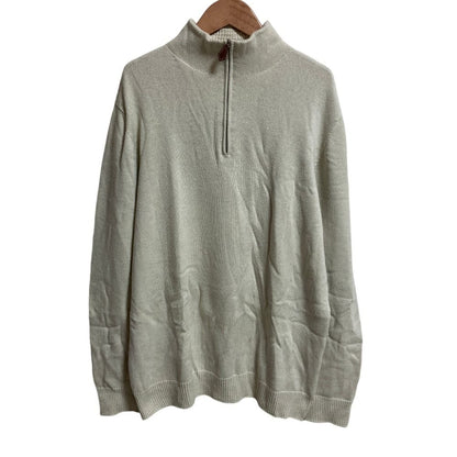 Hermes Cashmere Cotton Half Zip Knit Sweater L Light Beige