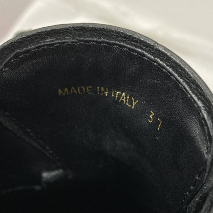 Prada Calf Leather Wingtip Medallion Shoes Dress 37 Black — view 9