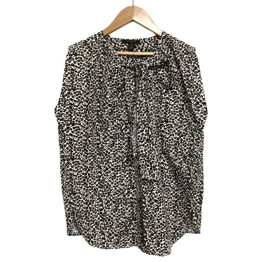 Louis Vuitton Leopard Print Sleeveless Bowtie Blouse 34 White Black