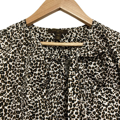 Louis Vuitton Leopard Print Sleeveless Bowtie Blouse 34 White Black — view 3