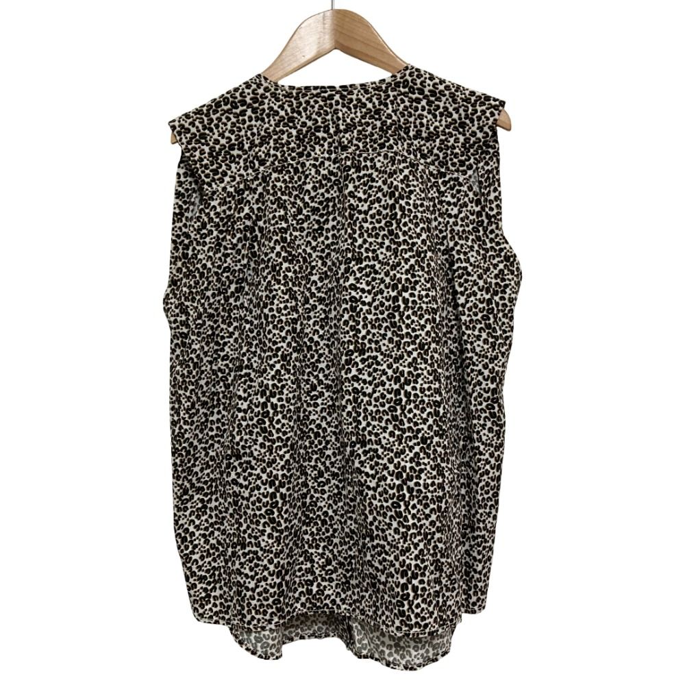 Louis Vuitton Leopard Print Sleeveless Bowtie Blouse 34 White Black — view 2